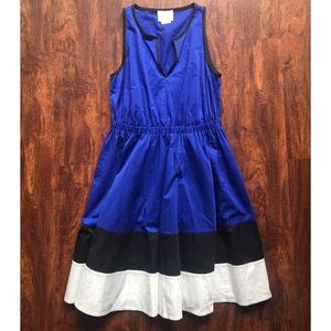 Kate Spade stripe Dress Black Blue White sz 10